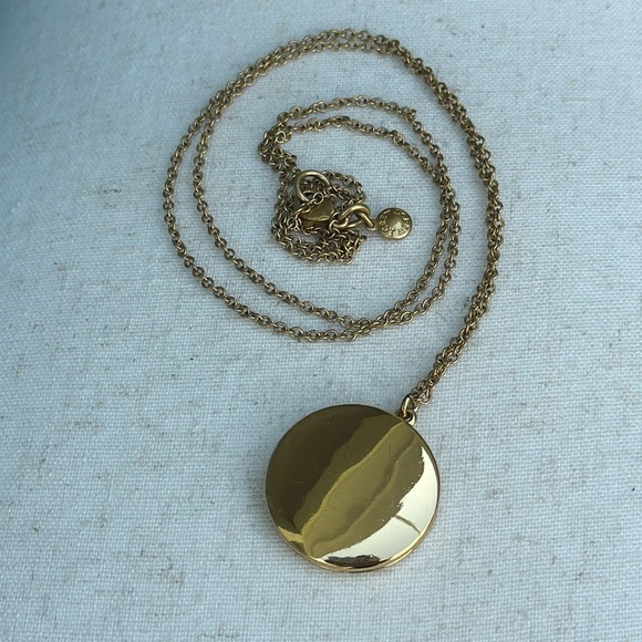 J. Crew gold tone disc Locket necklace. Comes with original dust bag. - Picture 2 of 9